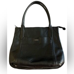 LODIS Kiera Black Pebbled Leather Travel Tote/Shoulder Bag - EUC